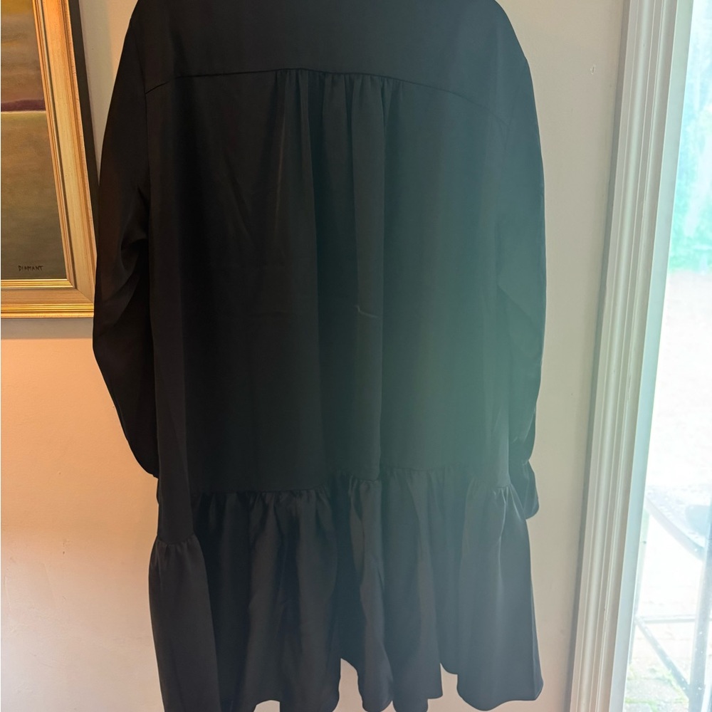 11 Honoré Black Satin Dress with Tie Neck - Picture 5 of 6